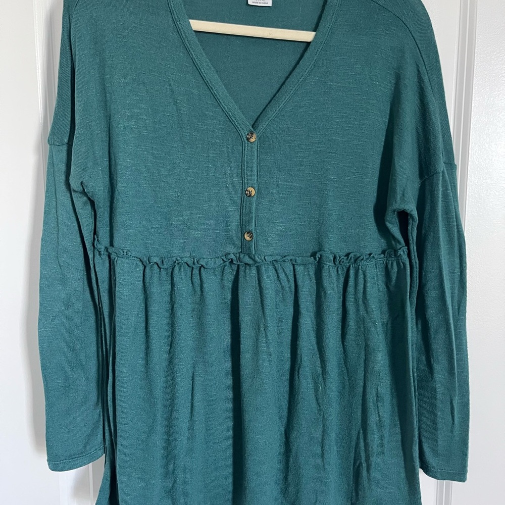 Women's Time and Tru Maternity Teal tunic top